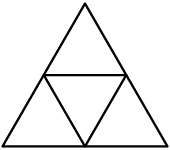 [asy] size(50); pair A,B; A=(0,0); B=(2,0); pair C=rotate(60,A)*B; pair D, E, F; D = (1,0); E=rotate(60,A)*D; F=rotate(60,C)*E; draw(C--A--B--cycle); draw(D--E--F--cycle); [/asy]