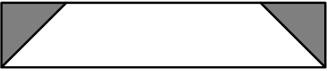 [asy] unitsize(2mm); defaultpen(linewidth(.8pt)); fill((0,0)--(0,5)--(5,5)--cycle,gray); fill((25,0)--(25,5)--(20,5)--cycle,gray); draw((0,0)--(0,5)--(25,5)--(25,0)--cycle); draw((0,0)--(5,5)); draw((20,5)--(25,0)); [/asy]