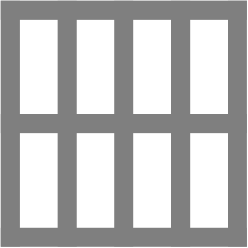 [asy] fill((0,0)--(2,0)--(2,26)--(0,26)--cycle,gray); fill((6,0)--(8,0)--(8,26)--(6,26)--cycle,gray); fill((12,0)--(14,0)--(14,26)--(12,26)--cycle,gray); fill((18,0)--(20,0)--(20,26)--(18,26)--cycle,gray); fill((24,0)--(26,0)--(26,26)--(24,26)--cycle,gray); fill((0,0)--(26,0)--(26,2)--(0,2)--cycle,gray); fill((0,12)--(26,12)--(26,14)--(0,14)--cycle,gray); fill((0,24)--(26,24)--(26,26)--(0,26)--cycle,gray); [/asy]