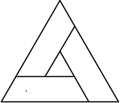 [asy] size((70)); draw((0,0)--(7.5,13)--(15,0)--(0,0)); draw((1.88,3.2)); draw((3.2,1.4)); draw((1.85, 3.25)--(9.2,3.25)); draw((11.2,0)--(7.5,6.5)); draw((9.4,9.7)--(5.6,3.25)); [/asy]