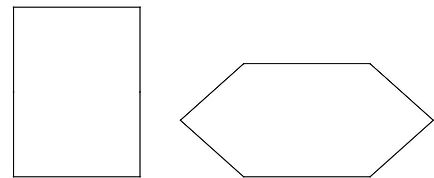 [asy] pair A,B,C,D,E,F,R,S,T,X,Y,Z; dotfactor = 2; unitsize(.1cm); A = (0,0); B = (0,18); C = (0,36); // don't look here D = (12*2.236, 36); E = (12*2.236, 18); F = (12*2.236, 0); draw(A--B--C--D--E--F--cycle); dot(" ",A,NW); dot(" ",B,NW); dot(" ",C,NW); dot(" ",D,NW); dot(" ",E,NW); dot(" ",F,NW); //don't look here R = (12*2.236 +22,0); S = (12*2.236 + 22 - 13.4164,12); T = (12*2.236 + 22,24); X = (12*4.472+ 22,24); Y = (12*4.472+ 22 + 13.4164,12); Z = (12*4.472+ 22,0); draw(R--S--T--X--Y--Z--cycle); dot(" ",R,NW); dot(" ",S,NW); dot(" ",T,NW); dot(" ",X,NW); dot(" ",Y,NW); dot(" ",Z,NW); // sqrt180 = 13.4164 // sqrt5 = 2.236[/asy]