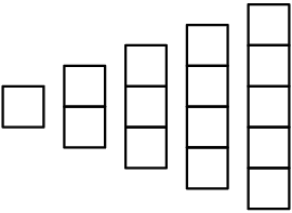 [asy] defaultpen(linewidth(0.6)); size(80); real r=0.5, s=1.5; path p=origin--(1,0)--(1,1)--(0,1)--cycle; draw(p); draw(shift(s,r)*p); draw(shift(s,-r)*p); draw(shift(2s,2r)*p); draw(shift(2s,0)*p); draw(shift(2s,-2r)*p); draw(shift(3s,3r)*p); draw(shift(3s,-3r)*p); draw(shift(3s,r)*p); draw(shift(3s,-r)*p); draw(shift(4s,-4r)*p); draw(shift(4s,-2r)*p); draw(shift(4s,0)*p); draw(shift(4s,2r)*p); draw(shift(4s,4r)*p); [/asy]