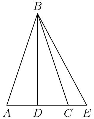 [asy] size(120); defaultpen(0.7); pair A = (0,0), D = (5*2^.5/3,0), C = (10*2^.5/3,0), B = (5*2^.5/3,5*2^.5), E = (13*2^.5/3,0); draw(A--D--C--E--B--C--D--B--cycle); label("\(A\)",A,S); label("\(B\)",B,N); label("\(C\)",C,S); label("\(D\)",D,S); label("\(E\)",E,S); [/asy]