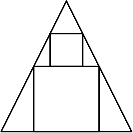 [asy] //diagram by kante314 draw((0,0)--(8,0)--(4,8)--cycle, linewidth(1.5)); draw((2,0)--(2,4)--(6,4)--(6,0)--cycle, linewidth(1.5)); draw((3,4)--(3,6)--(5,6)--(5,4)--cycle, linewidth(1.5)); [/asy]